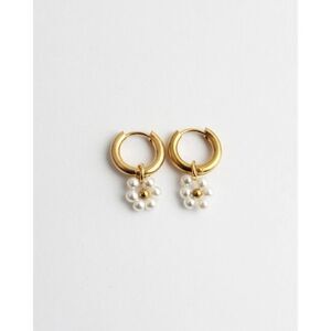 Pearl flower earrings #1395
